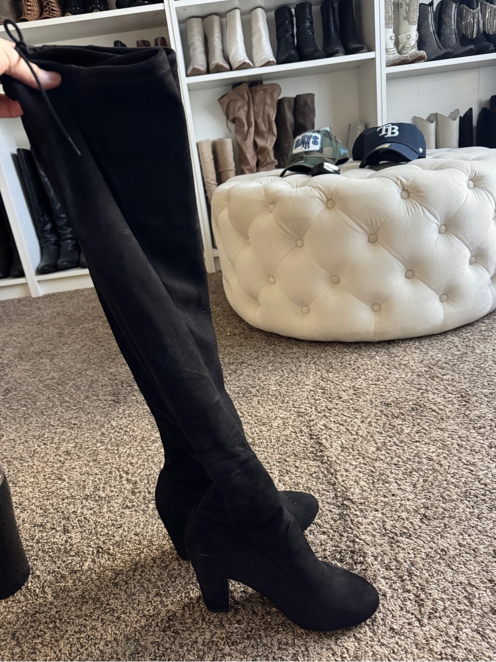 Women’s Over-the-Knee Black Suede Block-Heel Boots